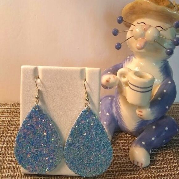 Blue Sky Sparkle Party Teardrop Earrings - Picture 1 of 4